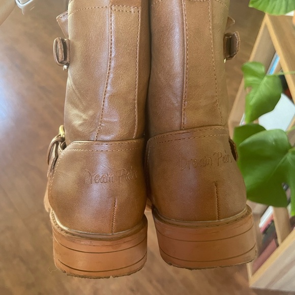 Brown Vegan Leather Ankle Boots with Buckles - Picture 6 of 6